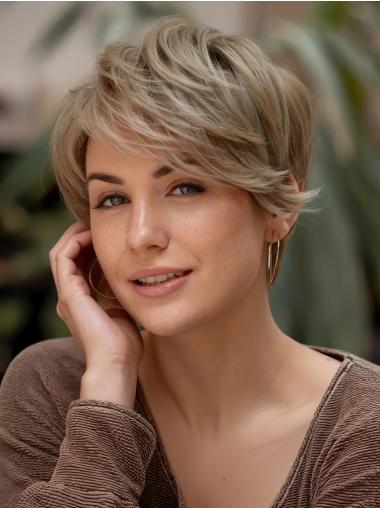 Monofilament Short Wigs Remy Human Hair Straight 6" Layered Wigs