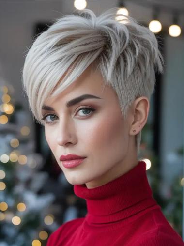 Short Hair Wigs Styles With Bangs 4" Blonde Synthetic Wigs