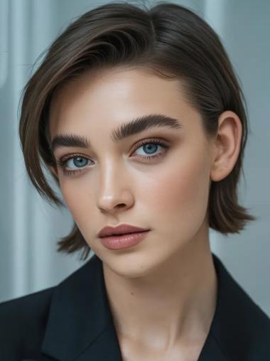 Wigs Short Styles Layered 8" Brown Synthetic Wigs