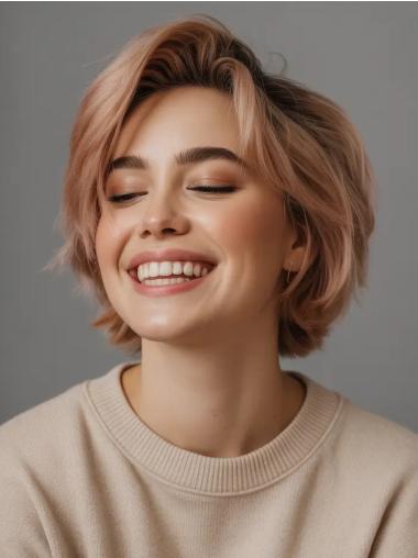 Short Pixie Wigs Wavy Layered Monofilament Synthetic Wigs