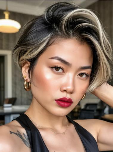 Wigs For Short Hair Remy Human Hair Wavy 6" Bobs Wigs