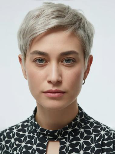 Short Gray Wig Boycuts Straight 4" Monofilament Wigs
