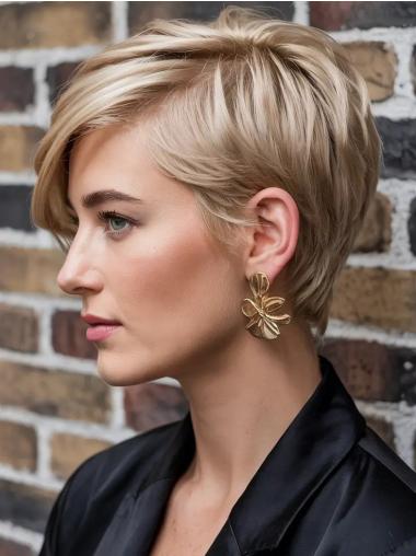 Short Layered Wig 6" Lace Front Remy Human Hair Wigs