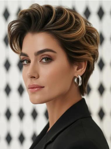 Short Wigs For Sale Remy Human Hair Wavy 6" Layered Wigs