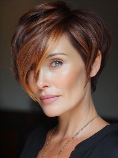 Short Ombre Wig Straight With Bangs Lace Front Synthetic Wigs