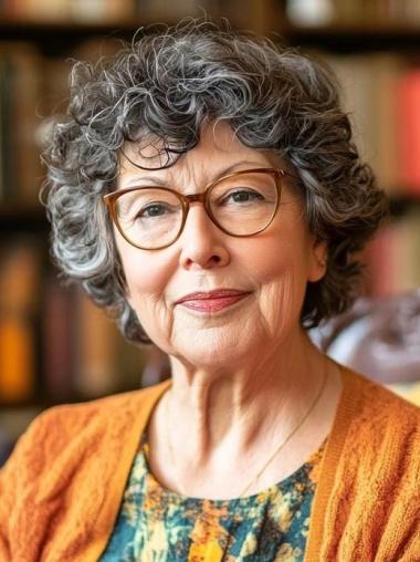 Short Grey Wigs For Older Ladies Layered Curly 8" Wigs