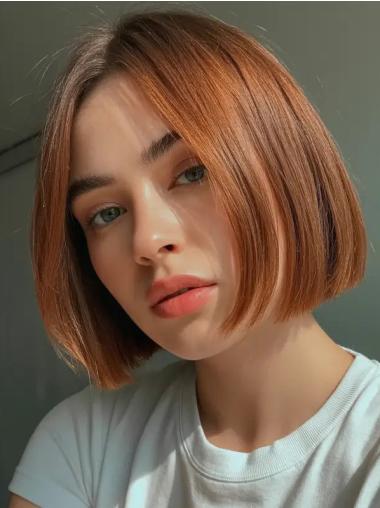 Short Bob Wig Straight 8" Monofilament Copper Wigs