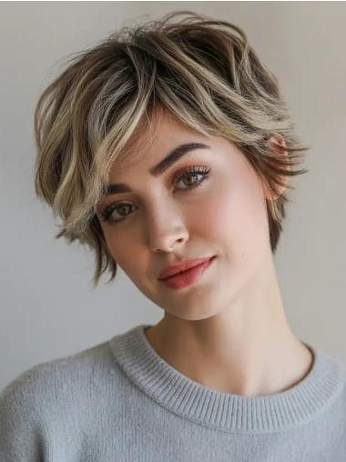Women's Short Hair Wigs With Bangs 4" Ombre Tone Synthetic Wigs