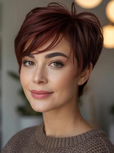 Short Wig Hairstyles Straight With Bangs 4" Synthetic Wigs