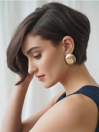 Black Short Hair Wigs Wavy Bobs Monofilament Synthetic Wigs