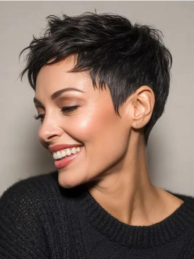 Lace Front Wigs Short Black 4" Wavy Synthetic Wigs