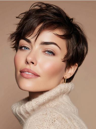 Short Layered Wigs With Bangs 4" Lace Front Synthetic Wigs