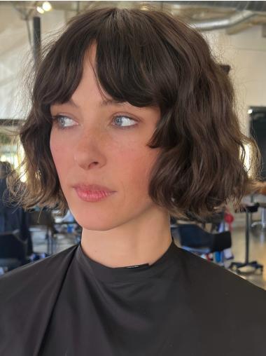 Short Hair Lace Front Wigs Brown 8" Wavy Wigs