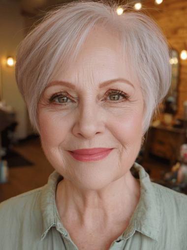 Short White Hair Wigs Lace Front Remy Human Hair 4" Layered Wigs