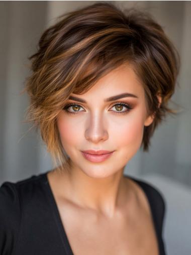 Short Ombre Wigs Straight Layered Monofilament Synthetic Wigs