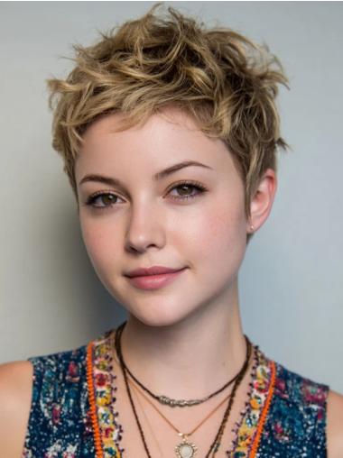 Ladies Short Hair Wigs Boycuts 4" Blonde Remy Human Hair Wigs