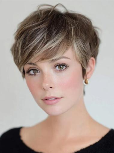 Short Wigs That Look Real With Bangs 4" Ombre Tone Synthetic Wigs