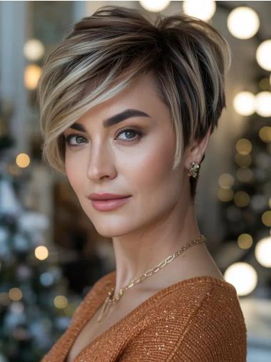 Short Hair Wigs With Bangs 4" Monofilament Synthetic Wigs