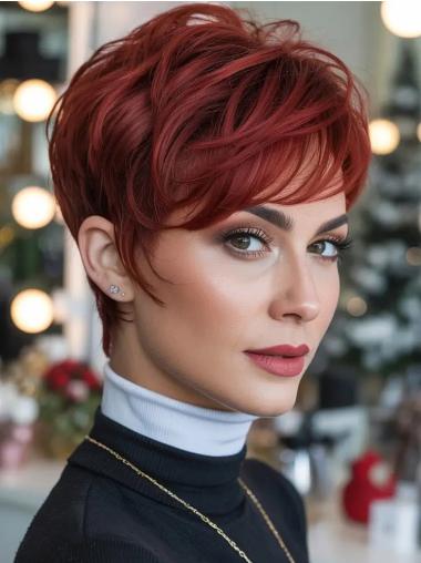 Lace Front Wigs Short Hair Red 4" Wavy Wigs