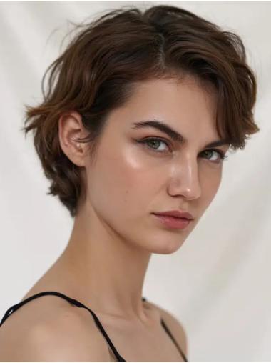 Short Remy Wigs Brown Monofilament 6" Layered Wigs