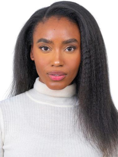 African Wigs Human Hair Lace Front 20" Black Wigs