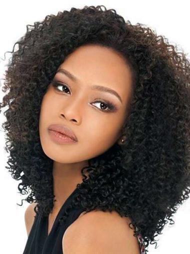 Human Hair Wigs African American Lace Front Without Bangs Wigs