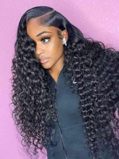 African American Wigs Human Hair Long Black 26" Wigs