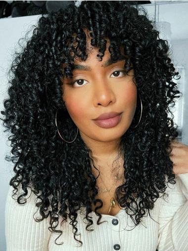 African American Wigs With Bangs Long Black 18" Wigs