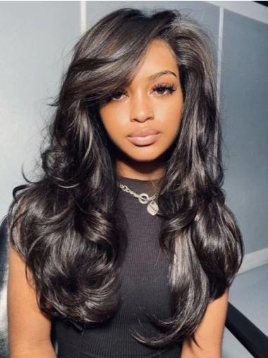 African Human Hair Wigs Long Black 22" Wigs