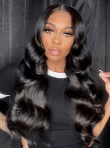 Wigs For African American Women 24" Black Wavy Wigs