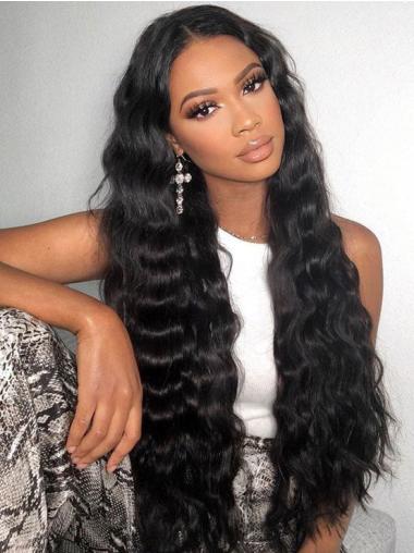 Wigs Human Hair African American 24" Black Curly Wigs