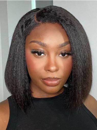 Medium Length Wigs African American Lace Front 12" Black Wigs