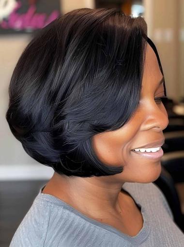 African American Bob Wigs 10" Monofilament Black Wigs