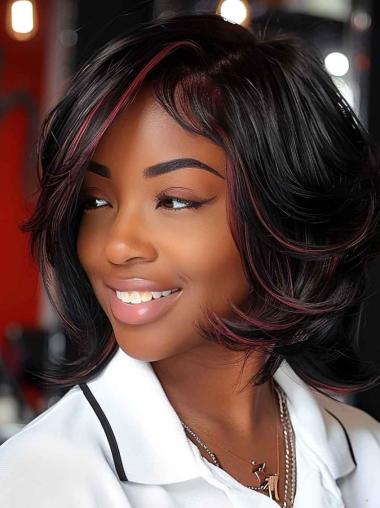 Wavy Bob Wigs For African American 10" Monofilament Ombre/2 Tone Wigs