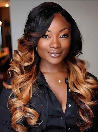 Human Hair Wigs For African American 20" Ombre/2 Tone Curly Wigs