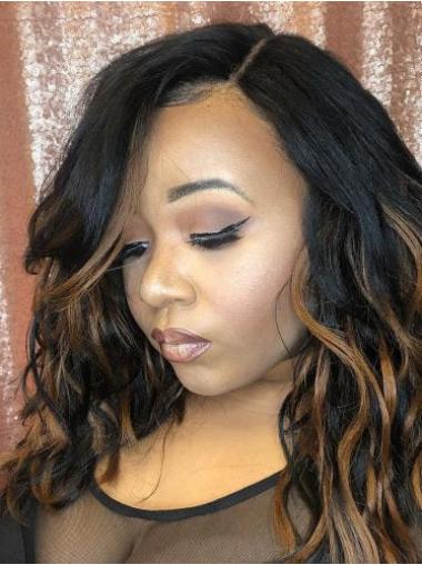 Wigs Human Hair African American 16" Ombre/2 Tone Curly Wigs
