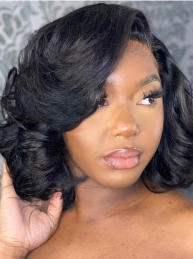 Human Hair Bob Wigs For African American 10" Lace Front Black Wigs