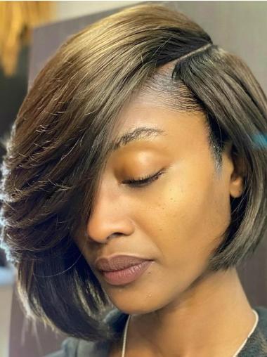 Synthetic Bob Wigs For African American 10" Lace Front Brown Wigs