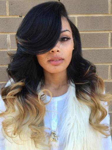 African American Wigs For Seniors Synthetic Without Bangs 20" Long Wigs