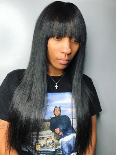 Wigs For Sale For African American Synthetic With Bangs 24" Long Wigs