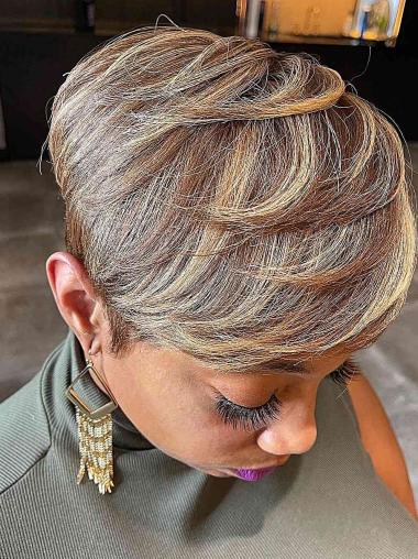 Short Cut Wigs For African American Blonde Straight Boycuts Wigs