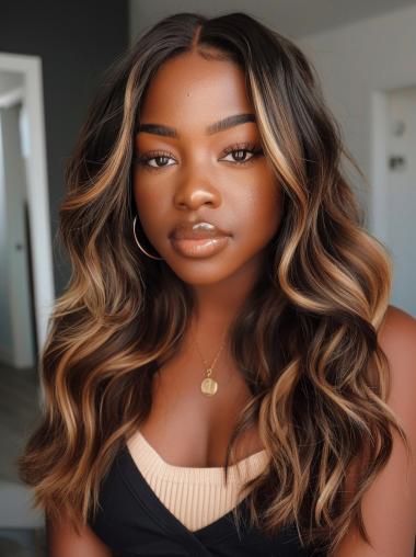 African American Lace Front Wigs Ombre/2 Tone 20" Wavy Wigs