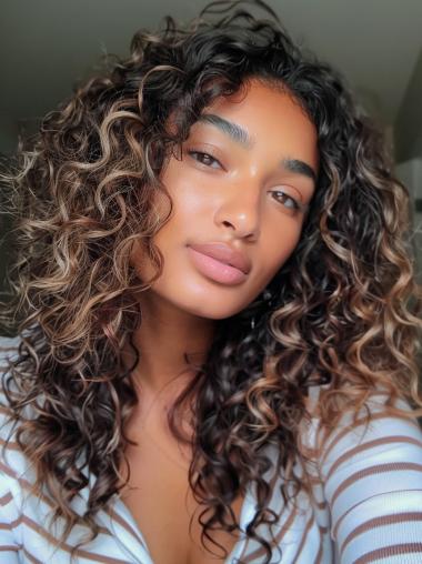 Wigs For Large Heads African American Synthetic Without Bangs 18" Long Wigs