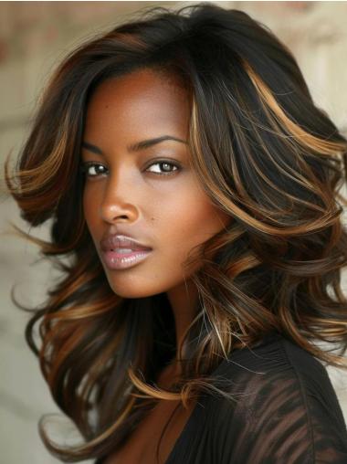 Natural Looking Wigs African American Remy Human Hair Without Bangs Wigs