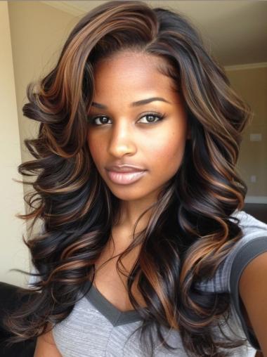 African Hair Wigs Synthetic Without Bangs 20" Long Wigs