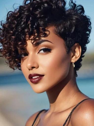 African Short Wigs Black Curly Boycuts Wigs