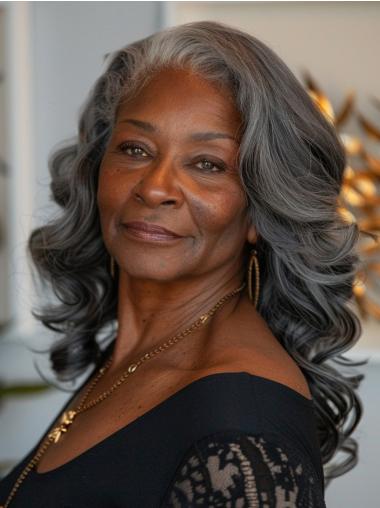 Grey Wigs For African American Wavy Layered 16" Wigs