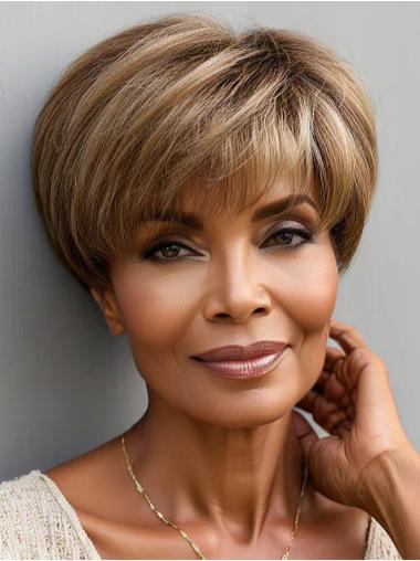 African American Short Lace Front Wigs Blonde 6" Straight Wigs