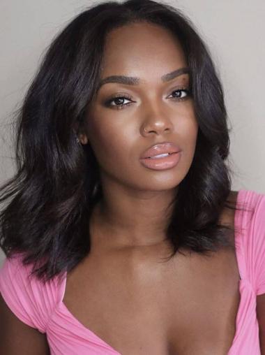 Medium Length Wigs African American Synthetic Wavy Wigs