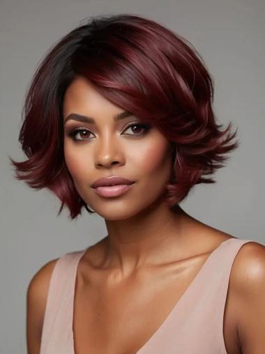 Bob Wigs For African American Chin Length 10" Red Wigs